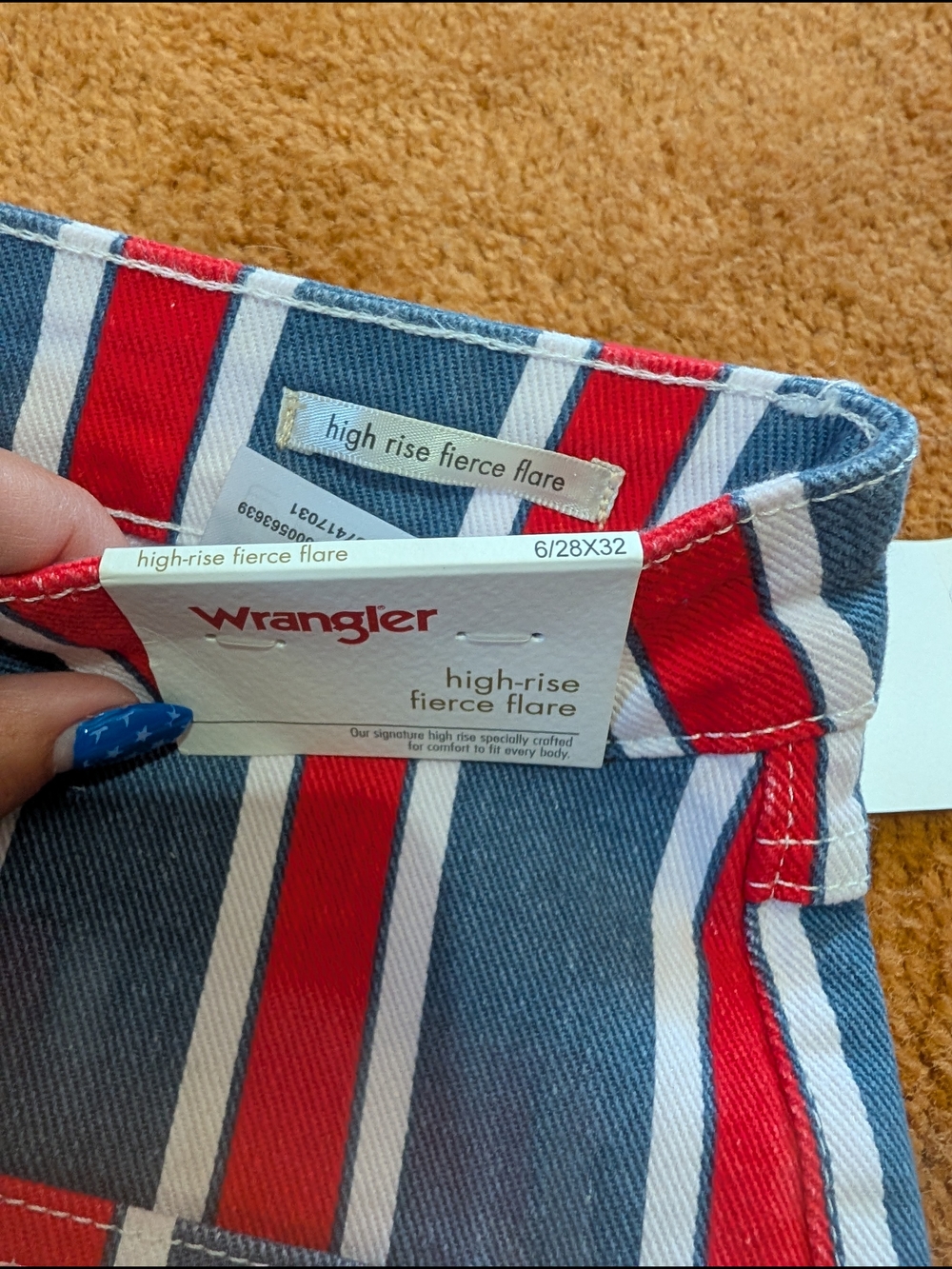 Wrangler Red, Blue & White Striped Jeans - Picture 2 of 2